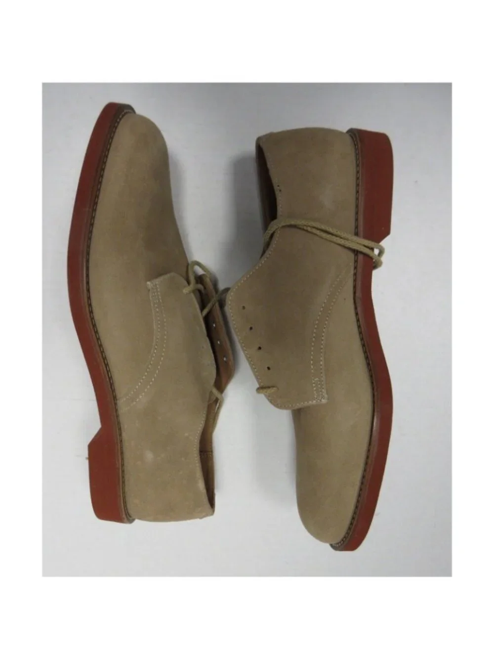 VINTAGE Sebago Shoes 11 M Tan Brockport Oxford Suede Plain Toe USA NEW